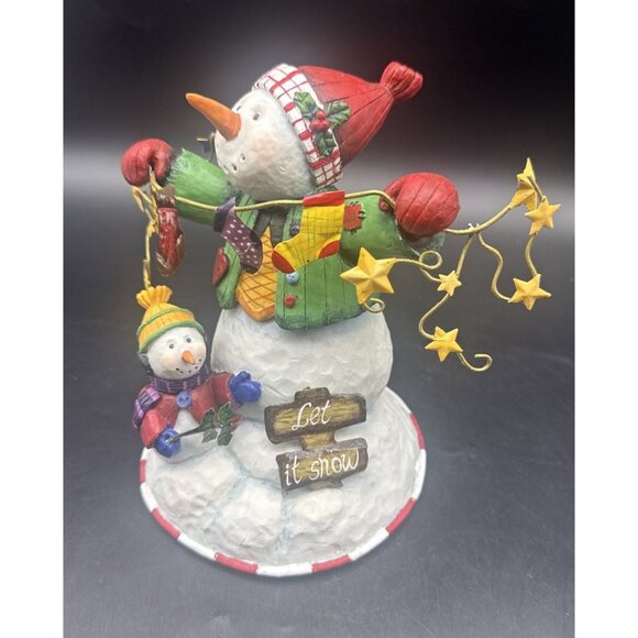 VTG Debra Jordan Bryan LET IT SNOW Snowman & Little Snowman Figurine Christmas - Picture 2 of 9